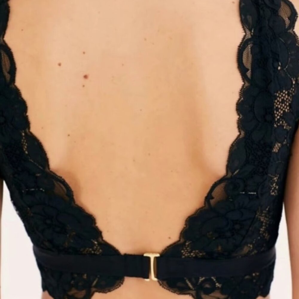 NWT Free People X HAH Got Ur Back Bra Large Black Lace Bralette Adjustable - Picture 3 of 5